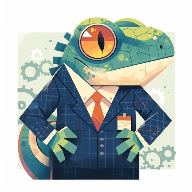 Vector a smart lizard lawyer cartoon style