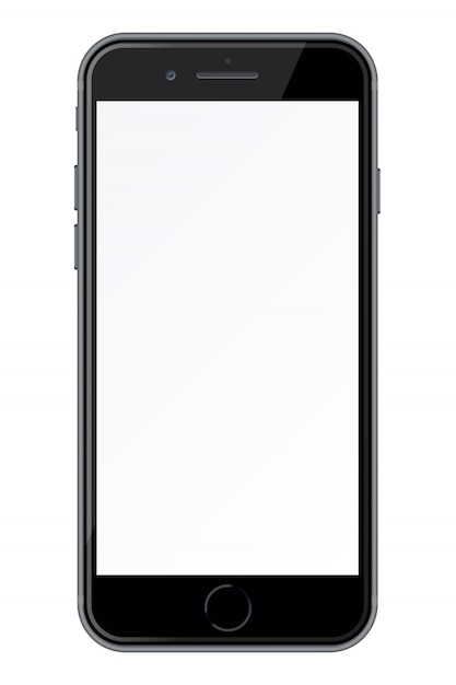 smart phone with black screen isolated on white background.