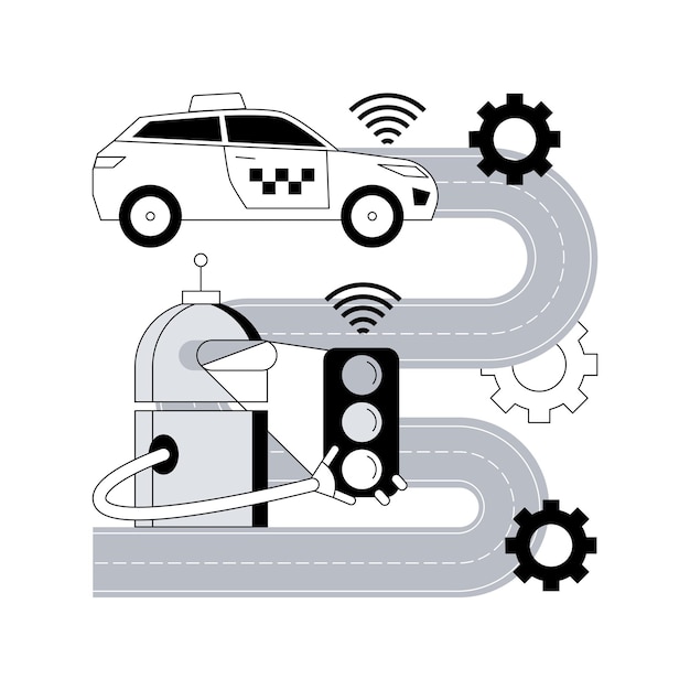 Vector smart roads construction abstract concept vector illustration