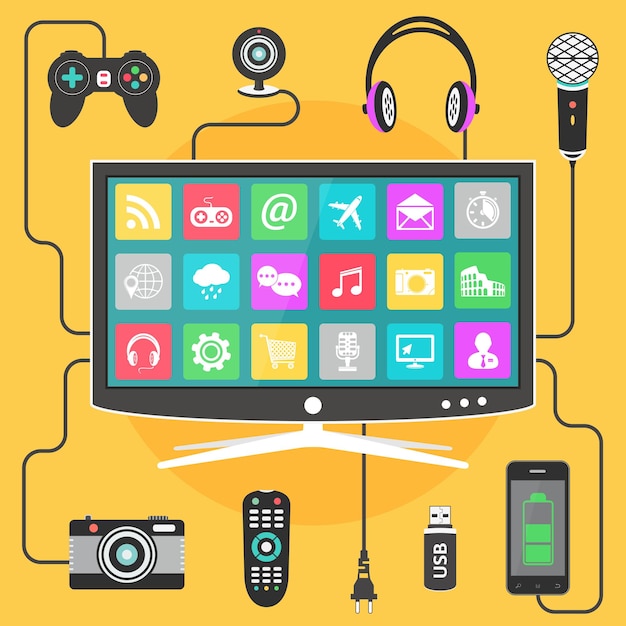 Vector smart tv flat design illustration