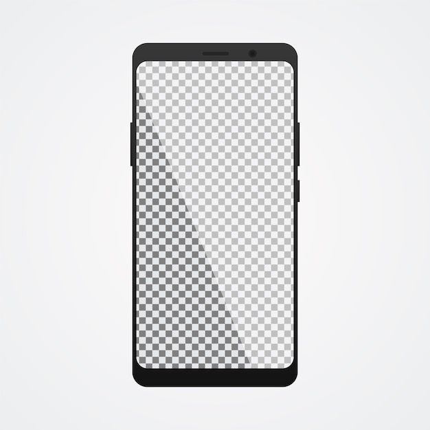Vector smartphone mock up with transparent screen on white 