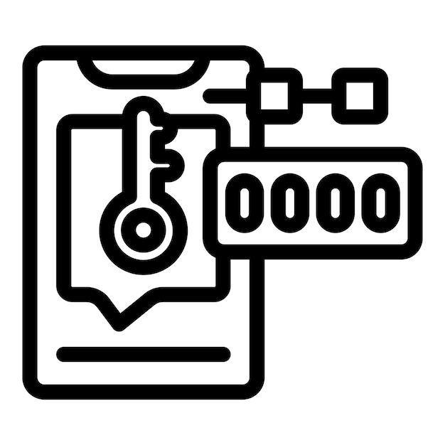 Vector smartphone showing temperature key and password for smart home security system