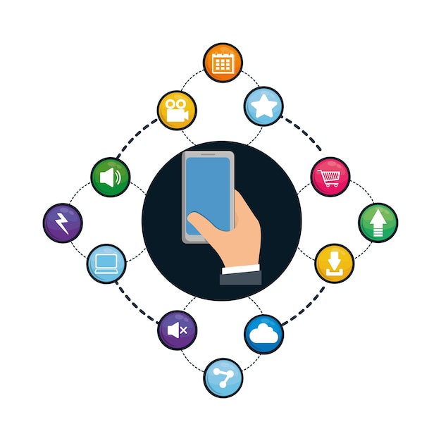 Vector smartphone social media design