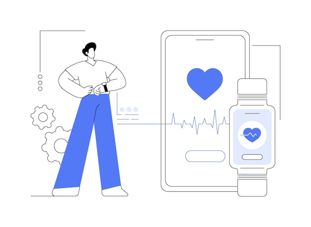 Vector smartwatch heart rate monitoring abstract concept vector illustration