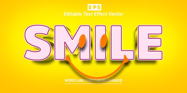 Vector smile 3d editable text effect vector with background