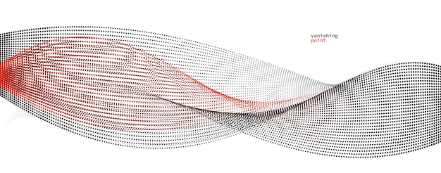 Vector smooth and relaxing shape vector abstract background with wave of flowing particles curve lines of dots in motion red and black tranquil and soft image