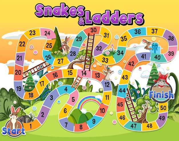 Vector snakes and ladders board game template