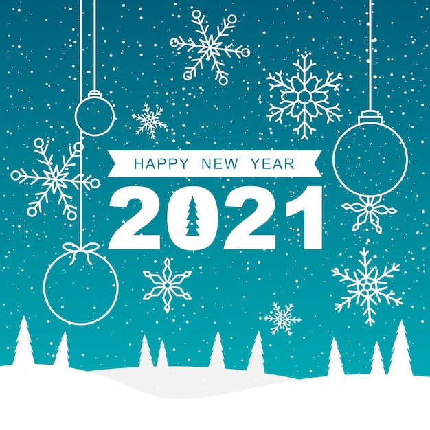 Vector snow landscape happy new year holiday greeting card background template