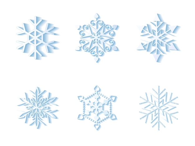 snowflakes set isolated on white background illustration
