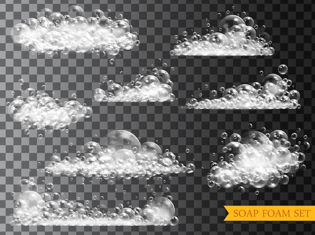 Vector soap foam with bubbles isolated vector illustration on transparent background