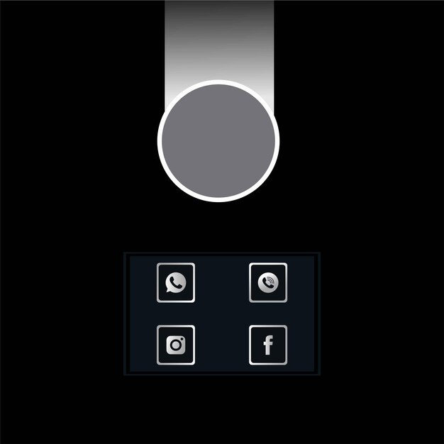 Vector social media icons on a dark background