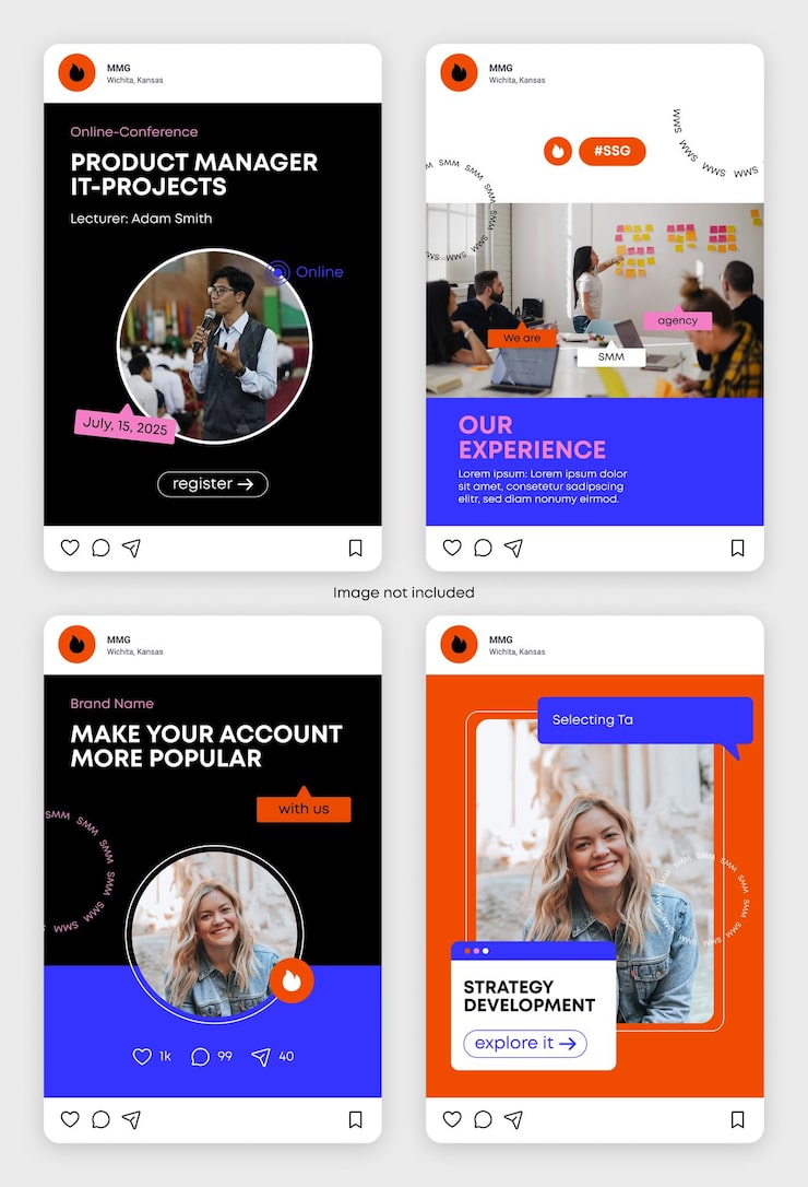 Vector social media post template minimal modern design for finance education business marketing amp it