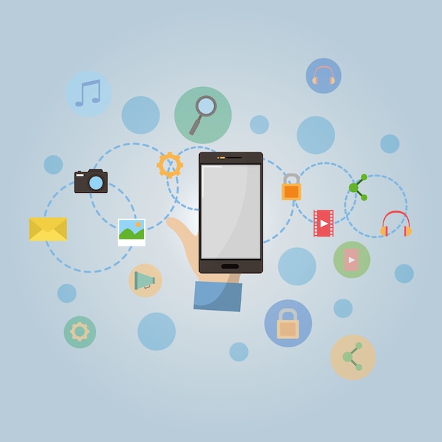 Vector social media and smartphone 