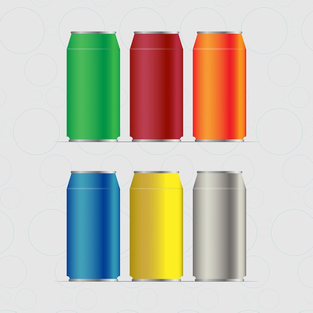 Vector soda can vector illustrations six different colors