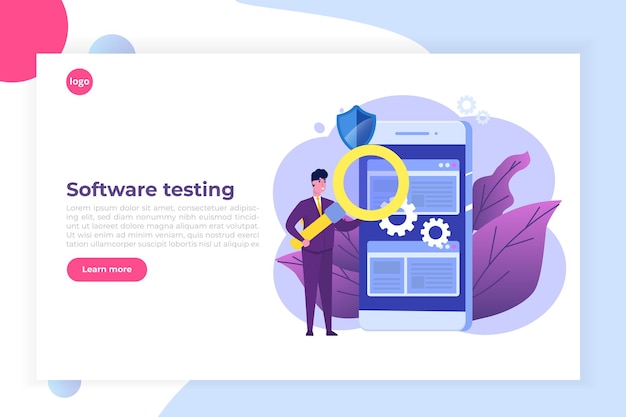 Vector software or application flat  concept.  debugging development process. 