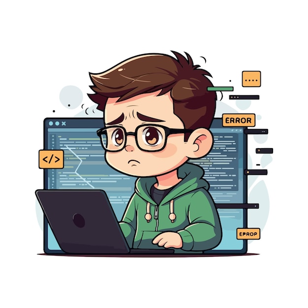 Vector software developer vector illustration communication technology and cyber security