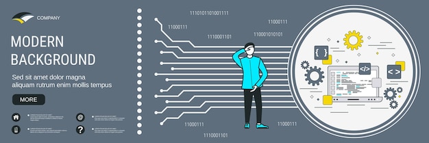 Vector software development program coding application construction concept