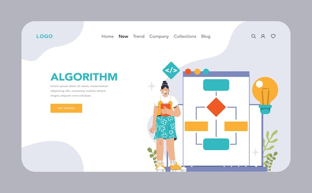 Vector software development web banner or landing page coding backend and frontend engineering or