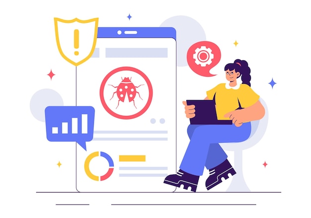 Vector software testing vector illustration featuring application engineering debugging processes development workflow programming and coding