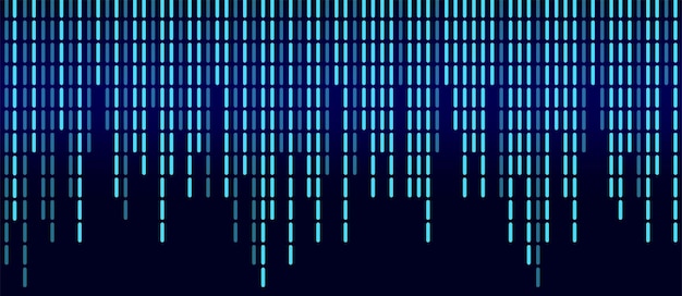Vector sound wave pattern modern music design element isolated on black background blockchain network concept matrix coded background dynamic wave equalizer