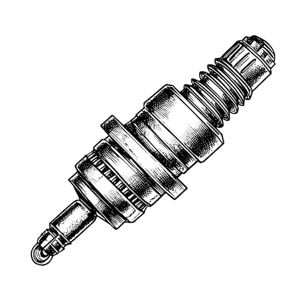 Vector spark plug vector drawing isolated hand drawn engraved style illustration