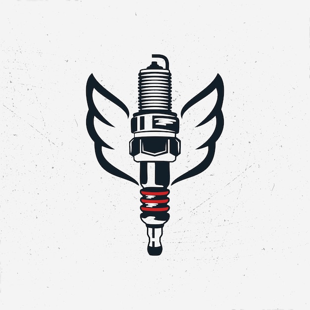 Vector spark plug with wings hand drawn automobile tools