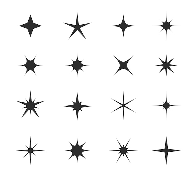 Vector sparkle star burst twinkle icons light effects