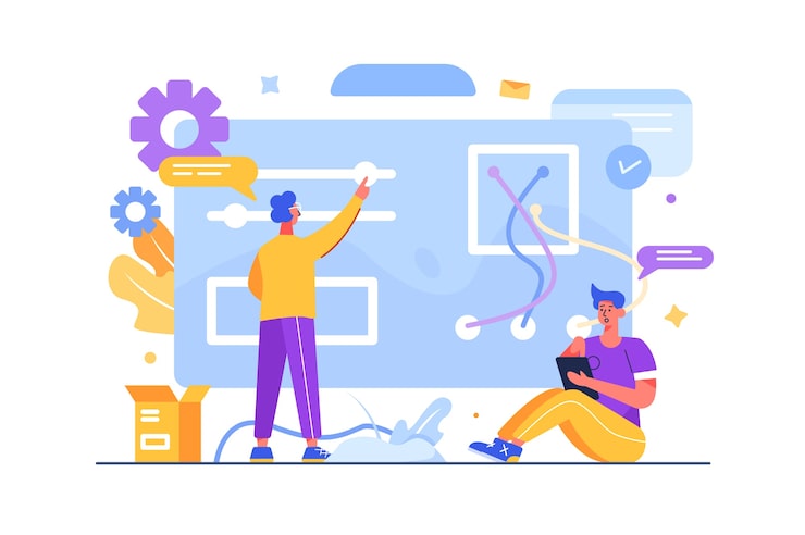 Specialists customize and optimize websites and search engines, programmers, web, isolated.