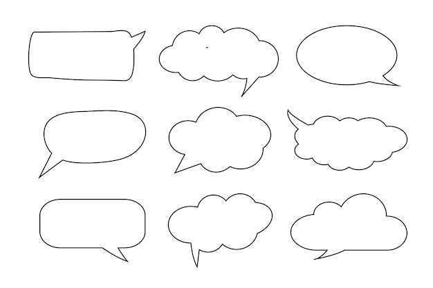 Vector speech bubble line art icon set to communication geometric graphic element