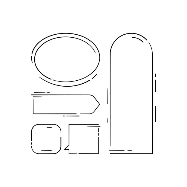 Vector speech bubbles and frames set vector doodle sketch style drawing vector illustration