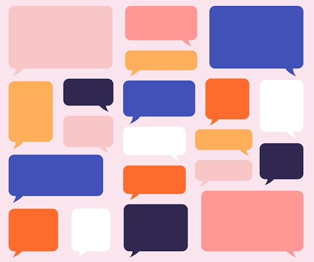 Vector speech bubbles vector set multicolored clouds for text different shape of empty balloons for talk