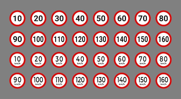 Vector speed limit sign collection