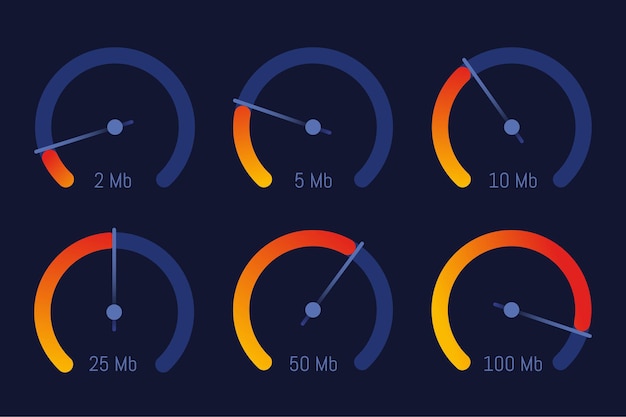 Vector speedometer internet speed level indicator vector design