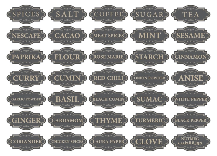 Vector spices labels
