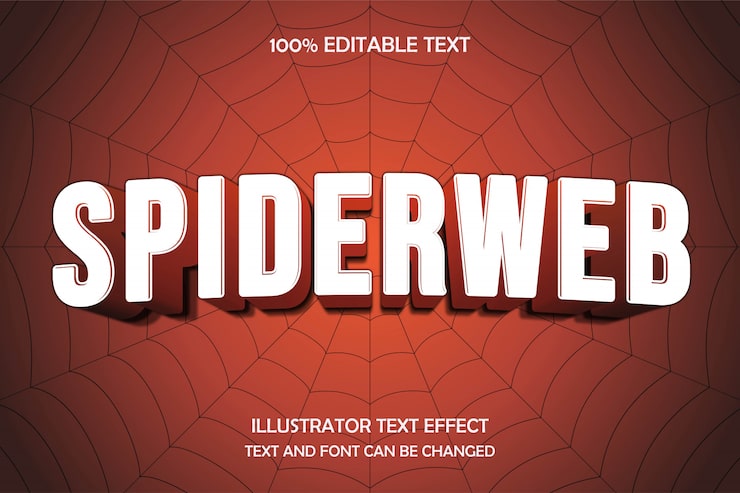 Spiderweb,3d editable text effect modern pattern comic style