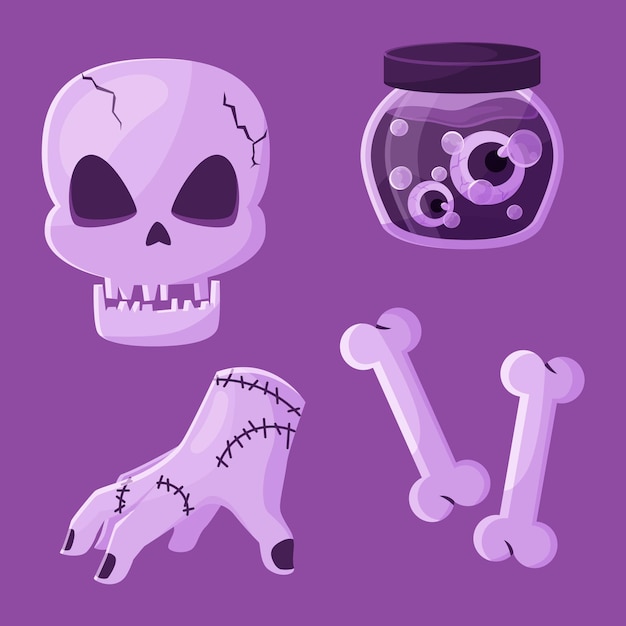 Vector spooky anatomy halloween flat illustration