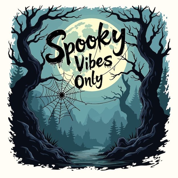 Vector spooky vibes halloween tshirt design on a white background