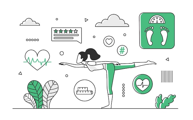 Vector sport exercising stretching training