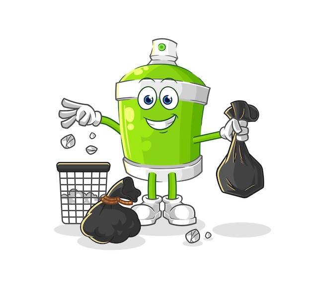 Vector spray paint throw garbage mascot cartoon vector