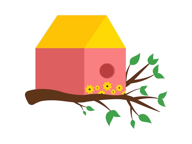 Vector spring bird house elements illustration