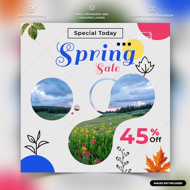 Vector spring season social media instagram post template