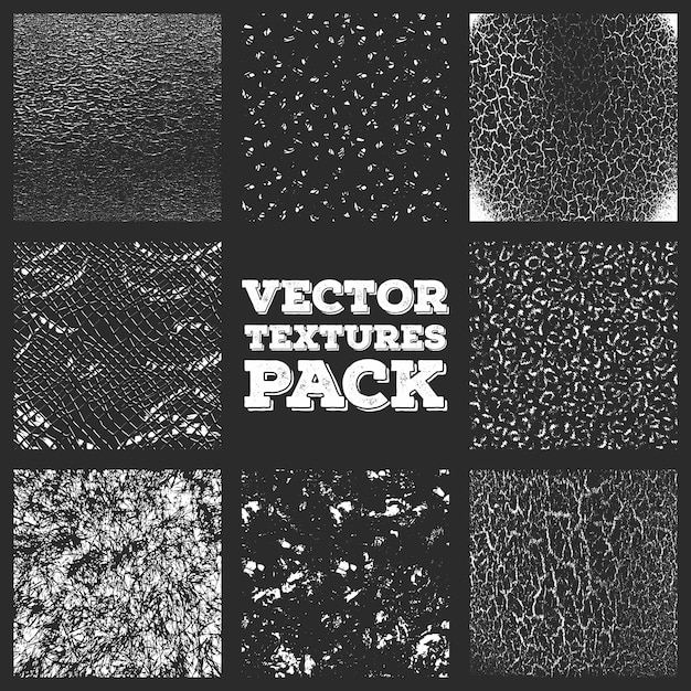 Vector sqaure grunge texture frames distressed effect background set