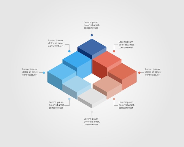 Vector square chart template for infographic for presentation for 8 element