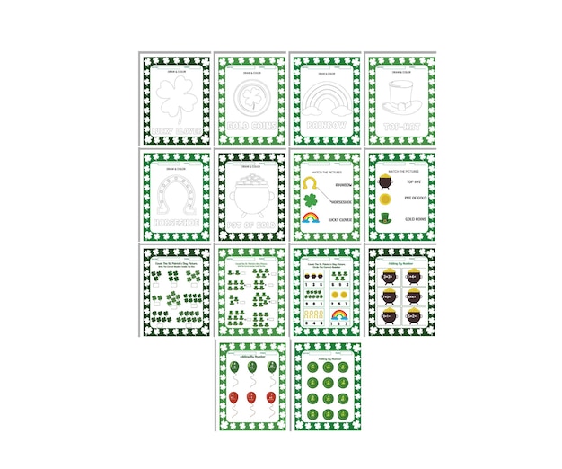 Vector st. patrick's day activities worksheets