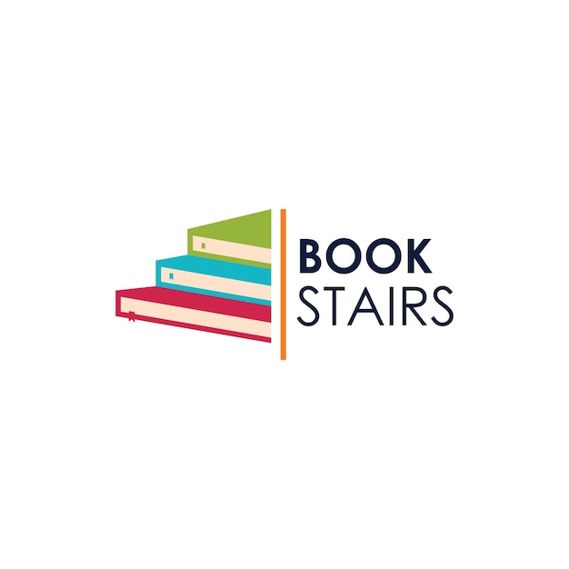 Vector stack of books or book stairs logo template