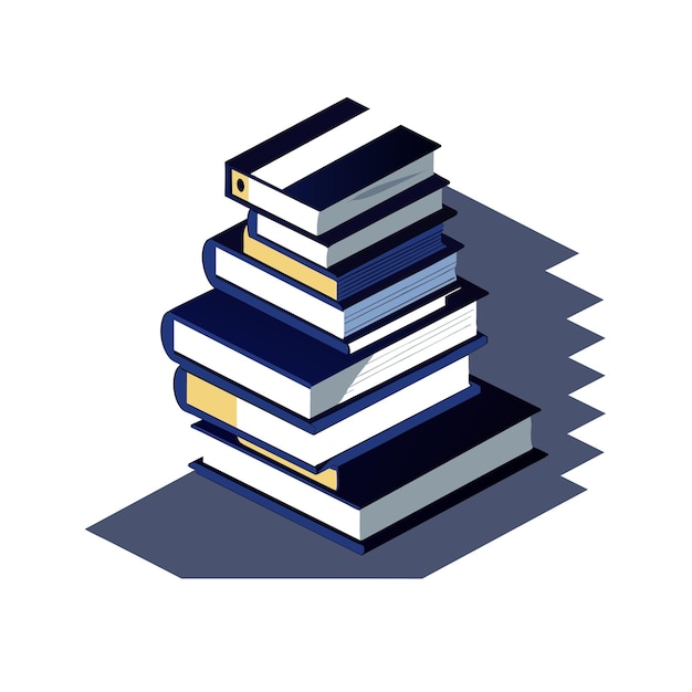 Vector a stack of books with a gold stripe on the top