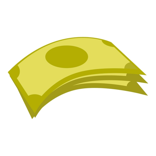 Vector stack of three banknotes is flying on white background