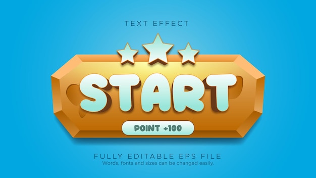 Vector start game ui button text effect font type