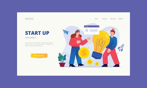 Vector start up landing page