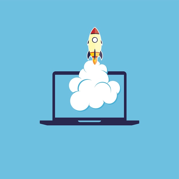 Vector start up program rocket computer boot program